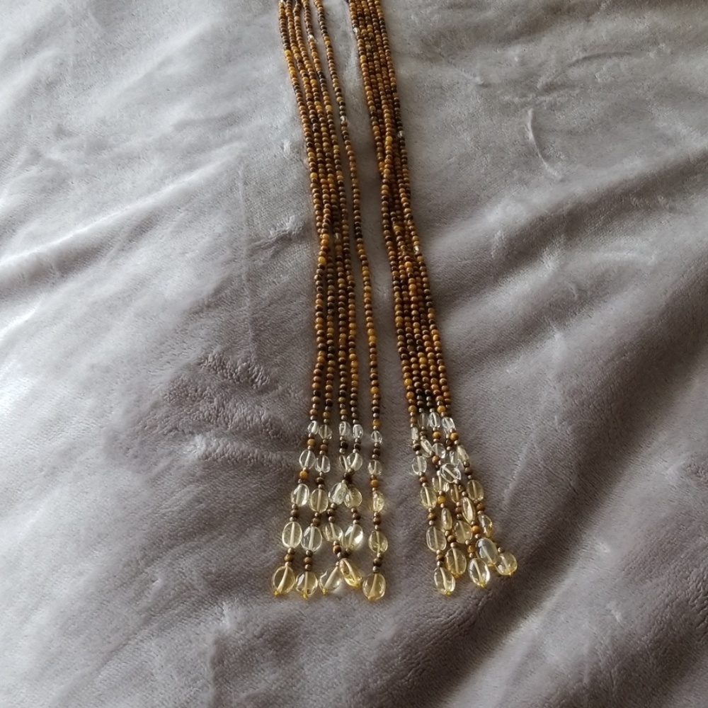 Erwin Pearl Tiger Eye Lariat Necklace